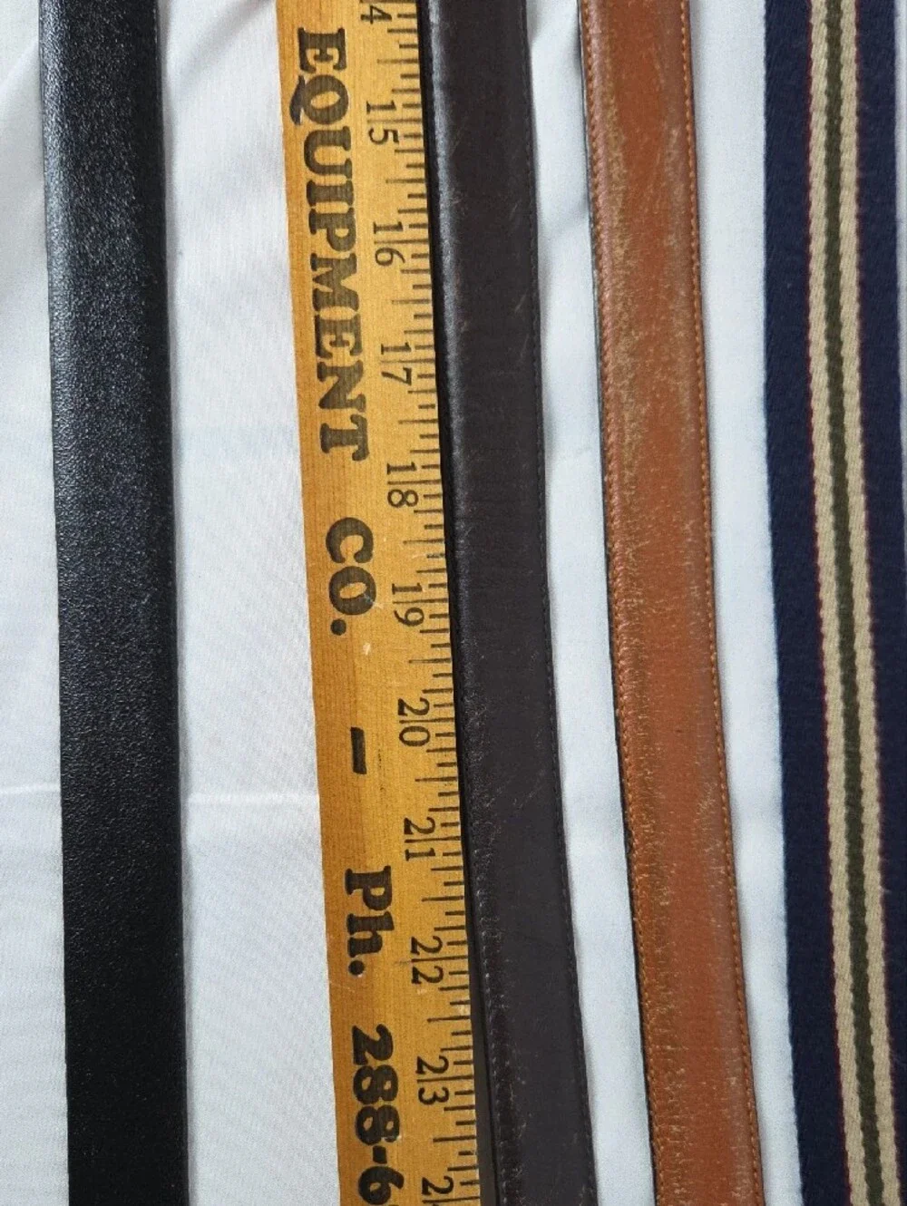 Men's Classic Leather and Striped Fabric Belts - Black, Brown, Tan, Navy
